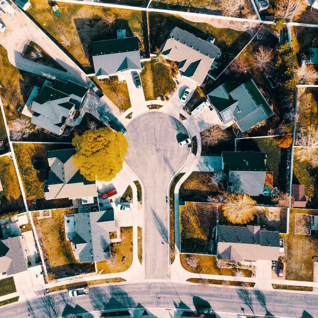 aerial view of houses